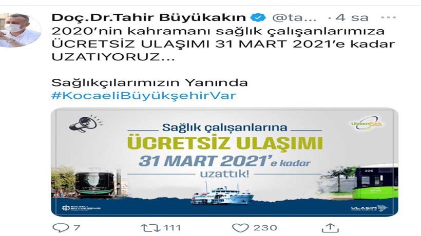 2020’nin kahramanlarına Başkan Büyükakın’dan bir destek daha