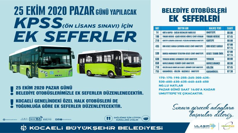 Büyükşehir’den KPSS için ek seferler