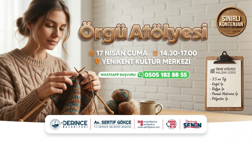 Derince’de Örgü Atölyesi’ne Davetlisiniz