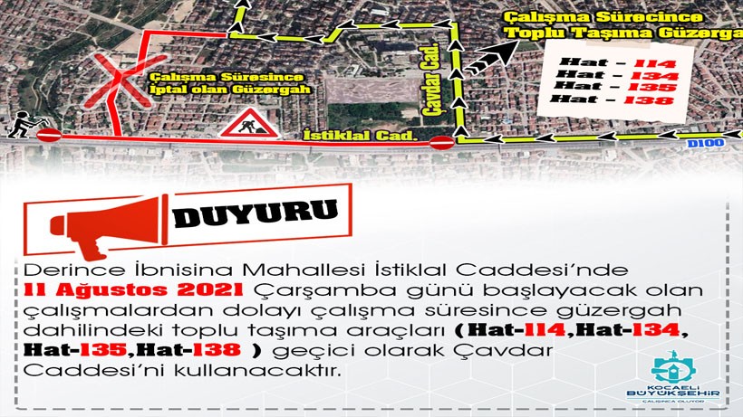 Derince İstiklal Caddesi’nde altyapı çalışması