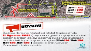 Derince İstiklal Caddesi’nde altyapı çalışması