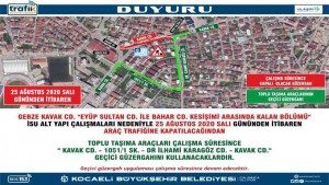 Gebze’de geçici güzergah uygulaması