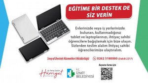 İzmit Belediyesinden ihtiyaç sahibi öğrencilere tablet, internet ve kırtasiye desteği
